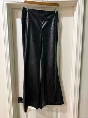 Versona Black Faux Leather Boot Cut Pants